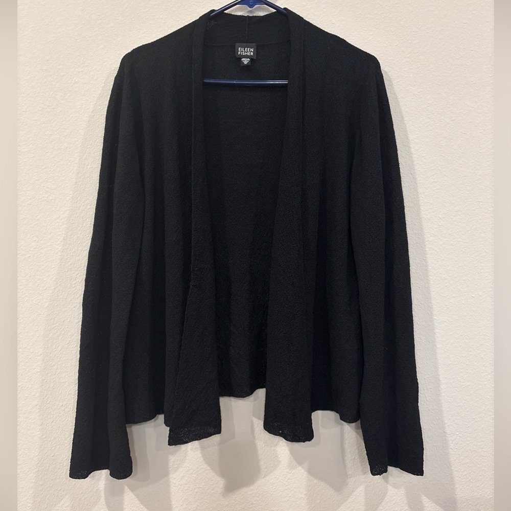 Eileen Fisher Lightweight 100% Wool Open Cardigan, M